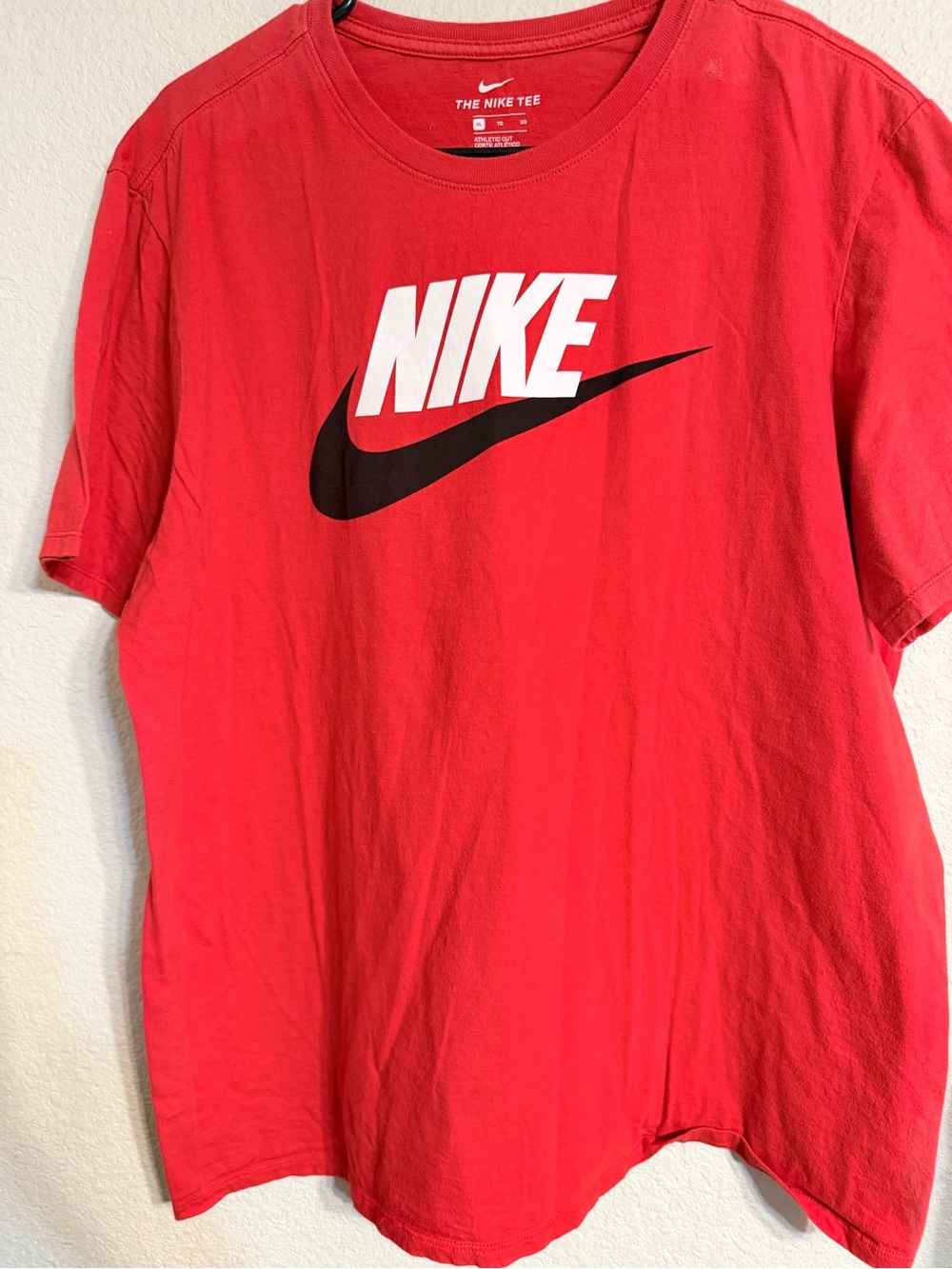 Nike Men’s Red Short Sleeve Logo Tee with Black Swoosh